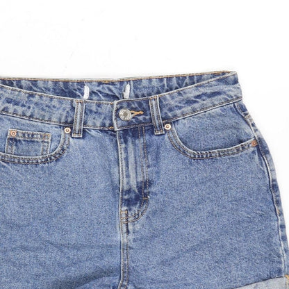 Denim & Co. Womens Blue Cotton Boyfriend Shorts Size 26 in Regular Zip