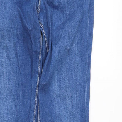 Zara Womens Blue Cotton Blend Skinny Jeans Size 8 L32 in Regular Zip