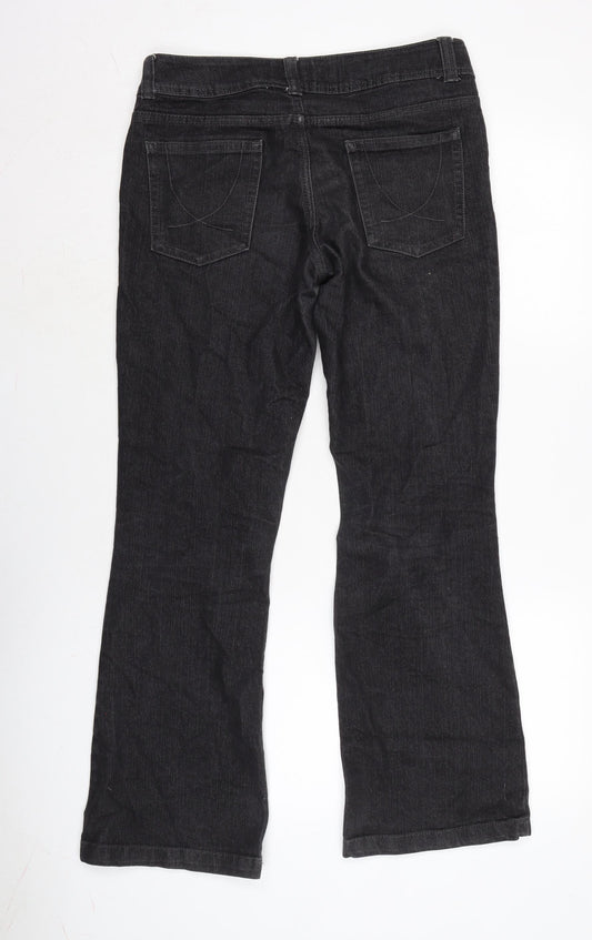 Denim & Co. Womens Grey Cotton Blend Bootcut Jeans Size 10 L30 in Regular Zip