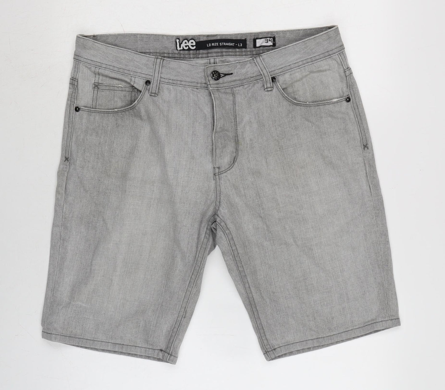 Lee Mens Green Cotton Bermuda Shorts Size 35 in L10 in Regular Button