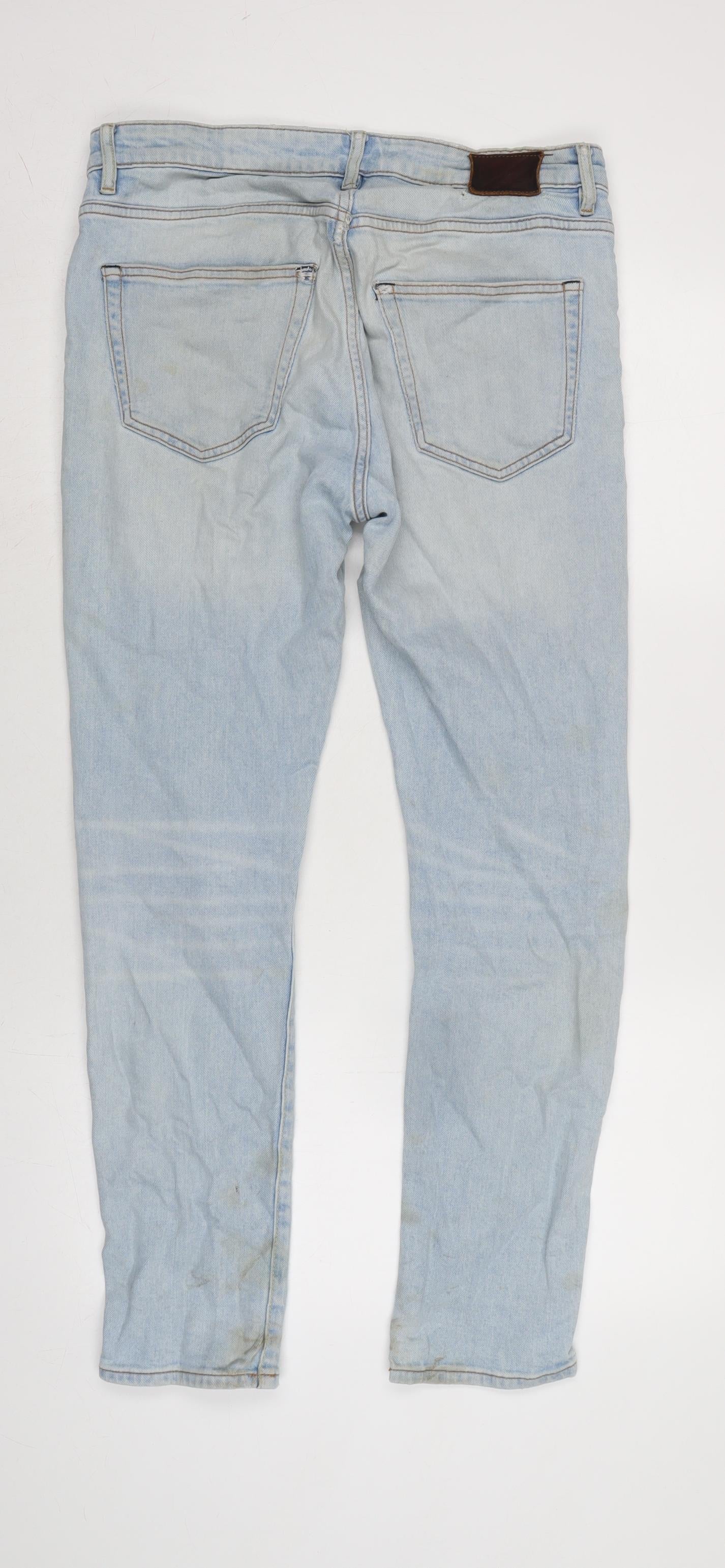 MNG Mens Blue Cotton Blend Straight Jeans Size 32 in L29 in Regular Zip