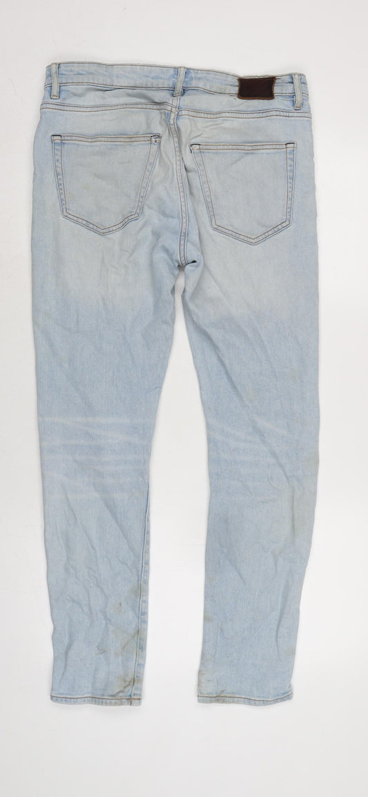 MNG Mens Blue Cotton Blend Straight Jeans Size 32 in L29 in Regular Zip