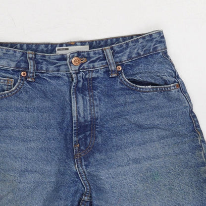 Berksha Womens Blue Cotton Cut-Off Shorts Size 6 Regular Zip