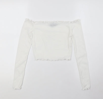 Womens UK Size 6 PRETTYLITTLETHING White Basic Blouse