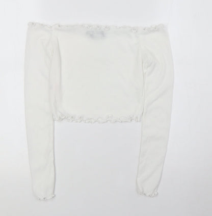 Womens UK Size 6 PRETTYLITTLETHING White Basic Blouse