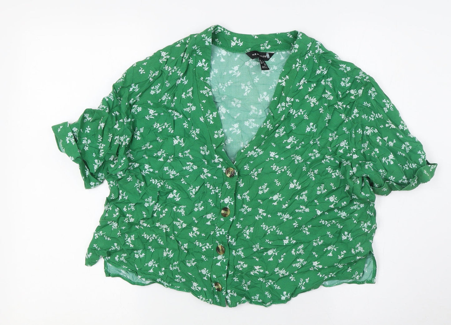 Womens UK Size 12 New Look Green Basic Button-Up