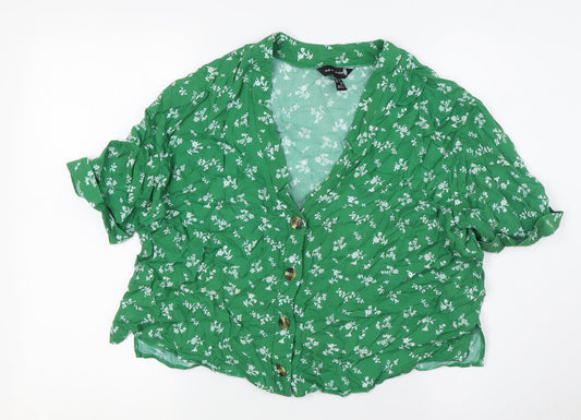 Womens UK Size 12 New Look Green Basic Button-Up