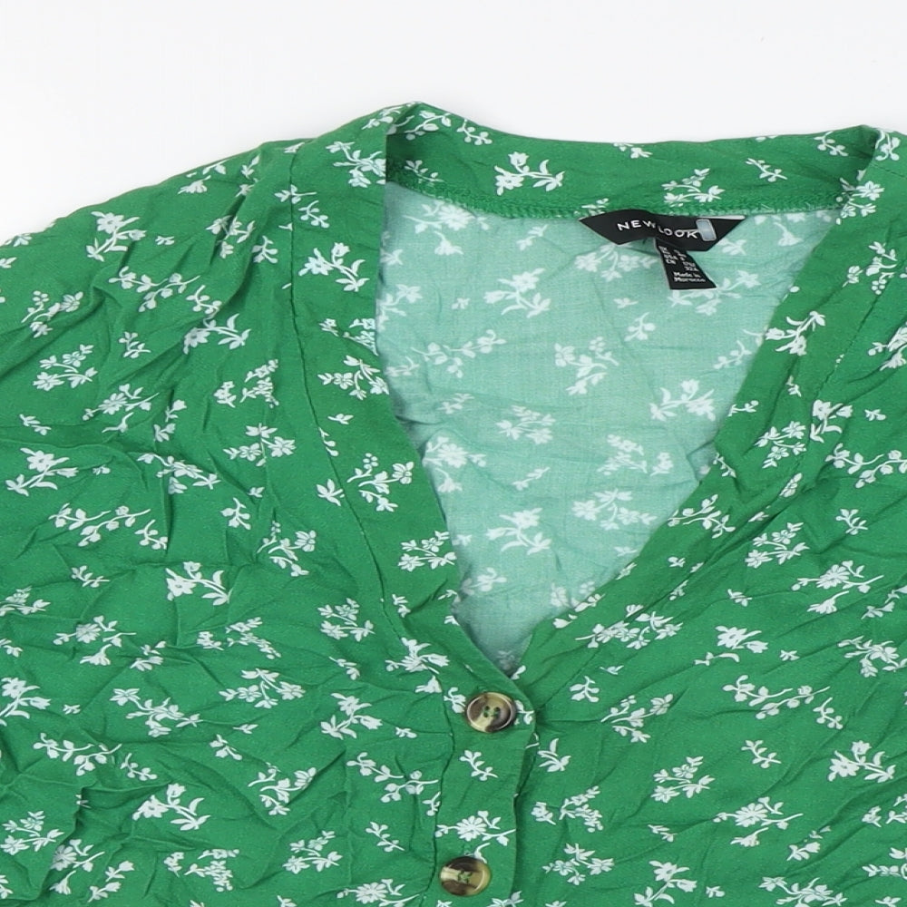 Womens UK Size 12 New Look Green Basic Button-Up
