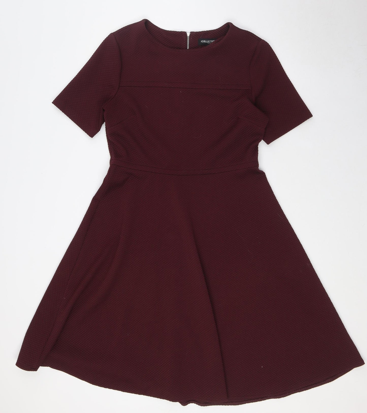 Debenhams Womens Red Polyester A-Line Size 12 Round Neck Zip