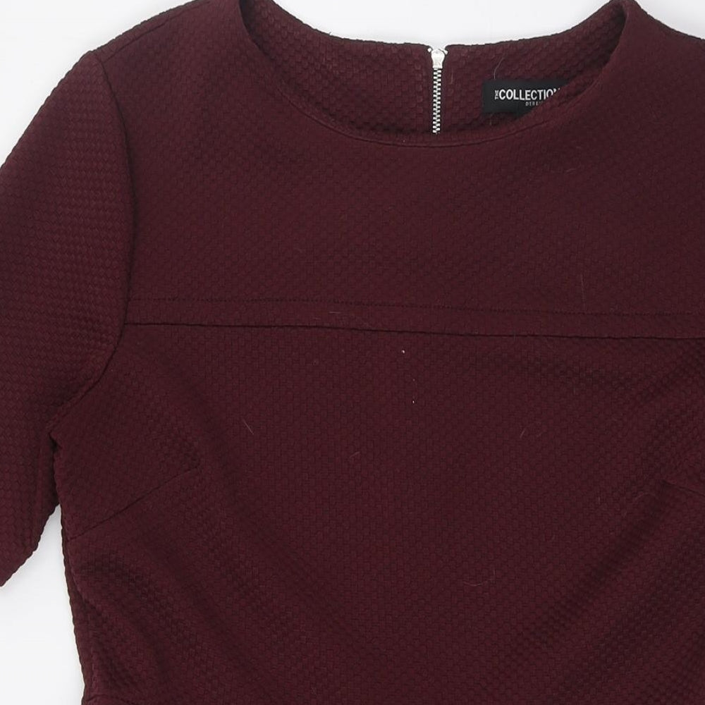 Debenhams Womens Red Polyester A-Line Size 12 Round Neck Zip