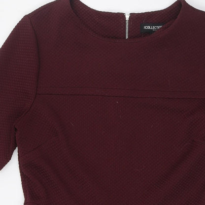 Debenhams Womens Red Polyester A-Line Size 12 Round Neck Zip