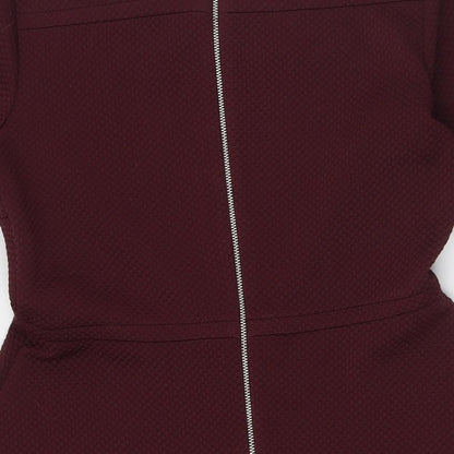 Debenhams Womens Red Polyester A-Line Size 12 Round Neck Zip