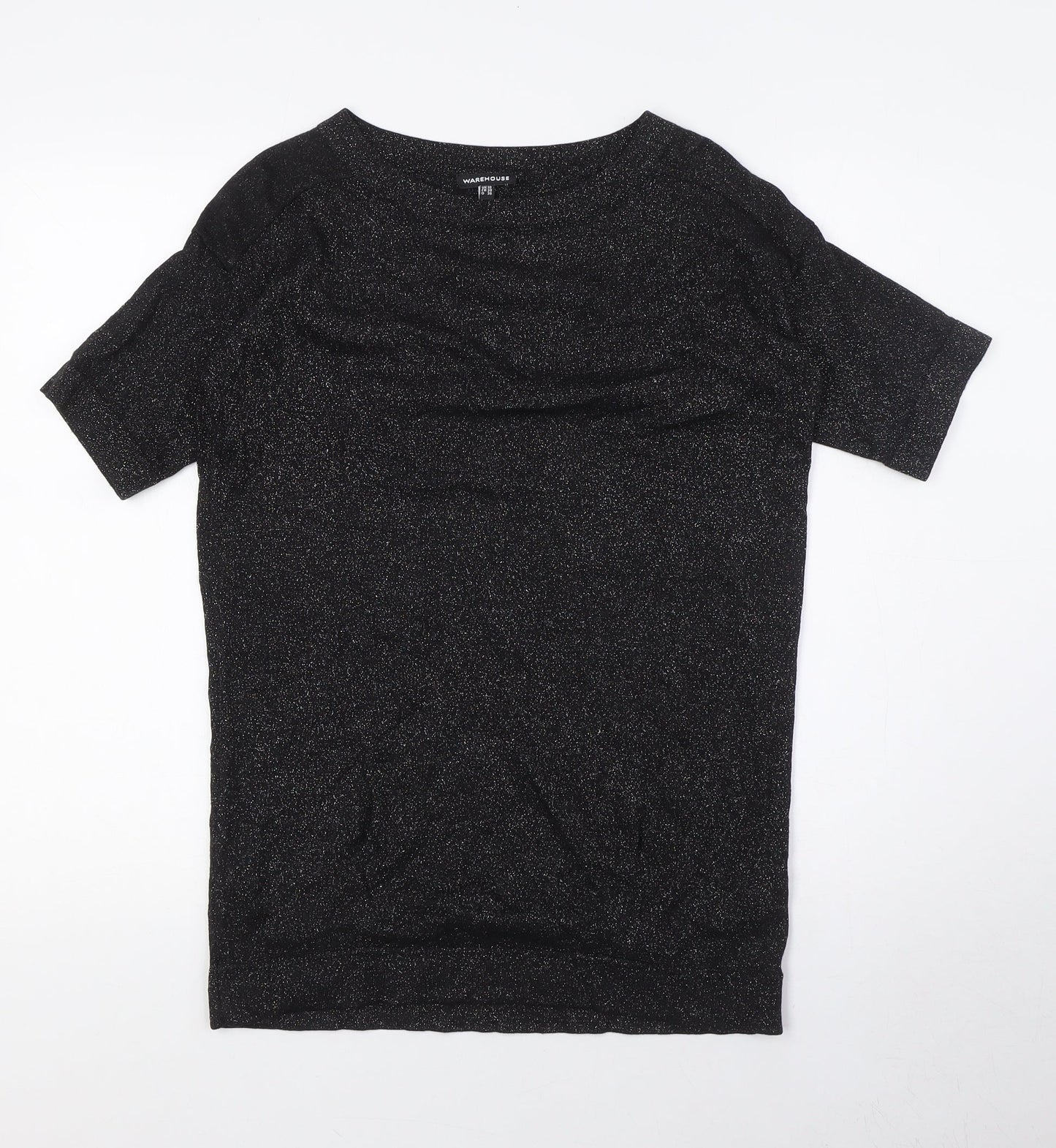 Womens UK Size 10 Warehouse Black Basic T-Shirt