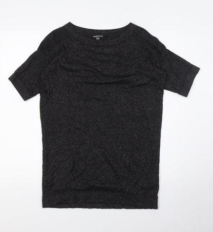 Womens UK Size 10 Warehouse Black Basic T-Shirt
