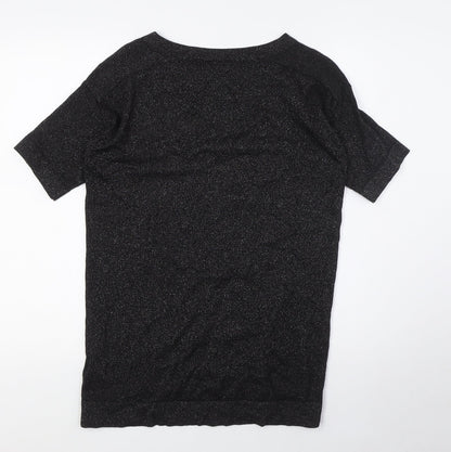 Womens UK Size 10 Warehouse Black Basic T-Shirt