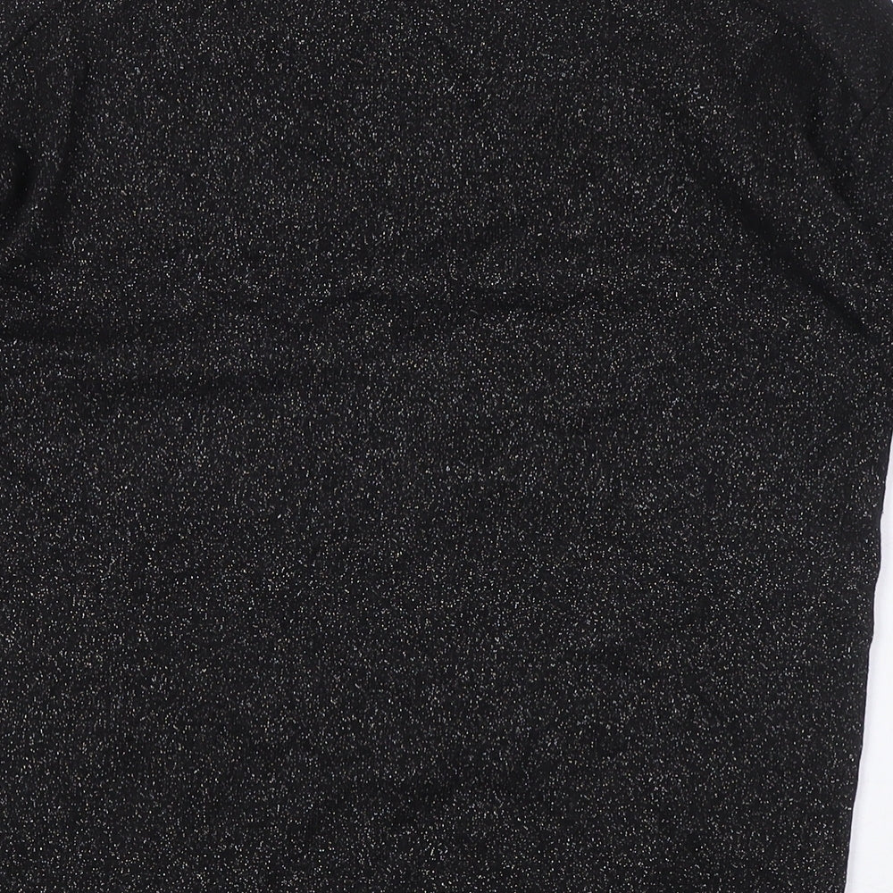 Womens UK Size 10 Warehouse Black Basic T-Shirt