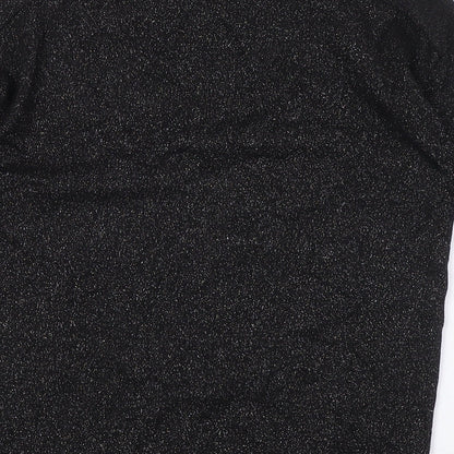 Womens UK Size 10 Warehouse Black Basic T-Shirt