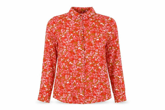 Front view of ICHI women’s multicoloured viscose basic button-up, size UK 6, collared