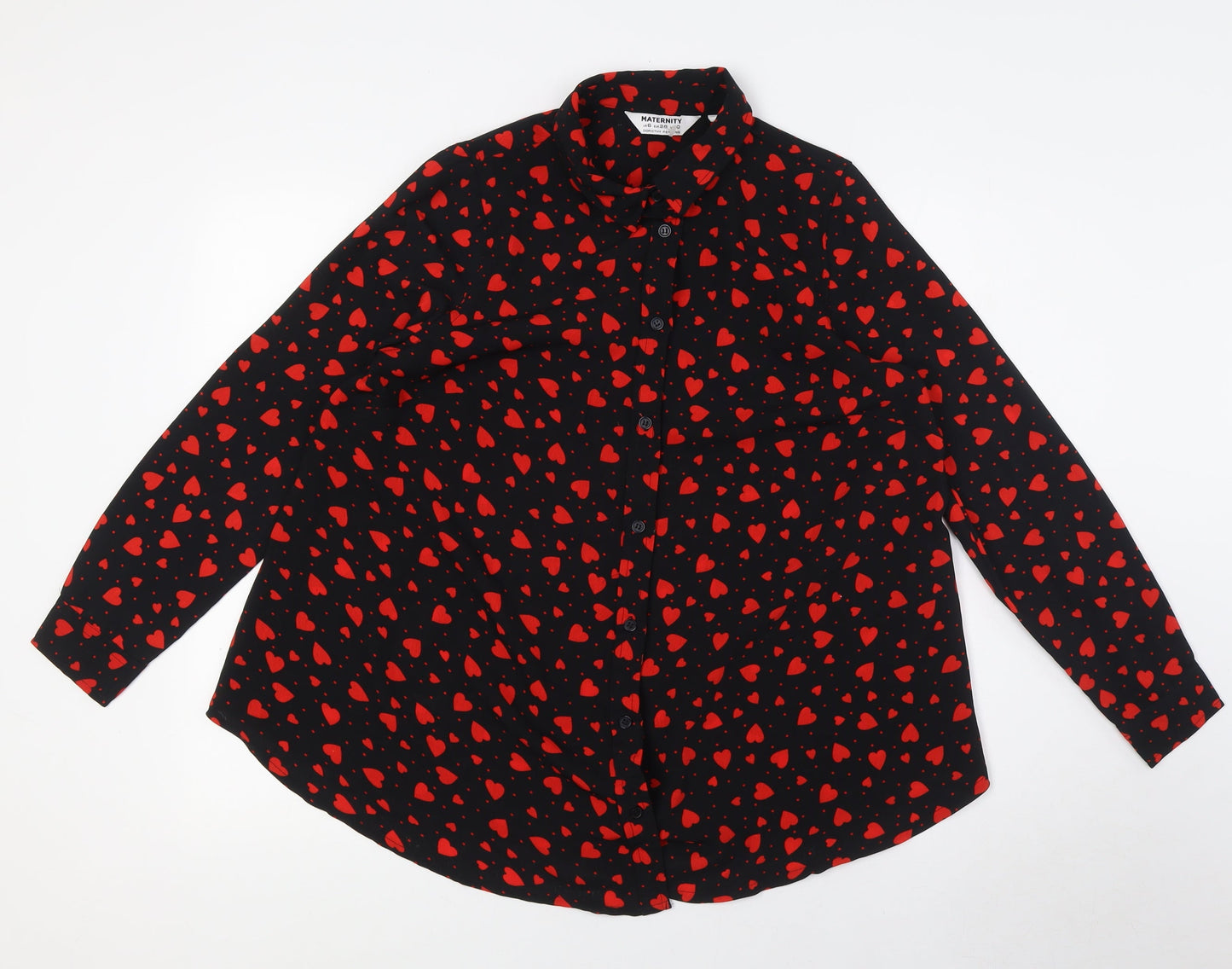 Womens UK Size 10 New Look Black Basic Button-Up