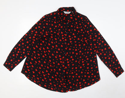 Womens UK Size 10 New Look Black Basic Button-Up