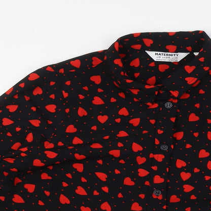 Womens UK Size 10 New Look Black Basic Button-Up