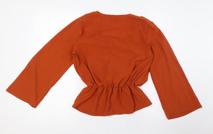 Womens UK Size 10 Topshop Orange Basic Blouse