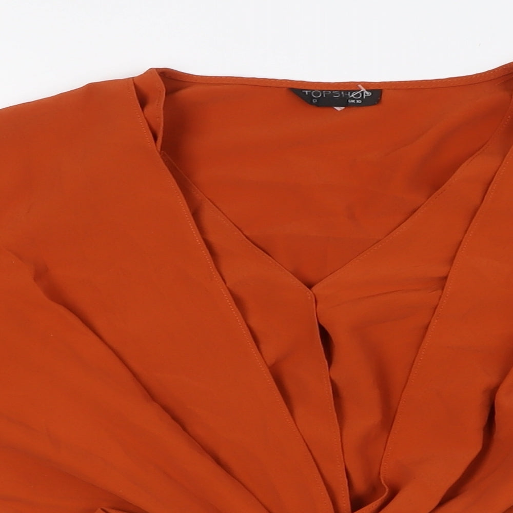 Womens UK Size 10 Topshop Orange Basic Blouse
