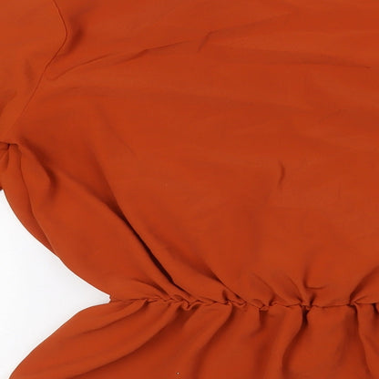 Womens UK Size 10 Topshop Orange Basic Blouse