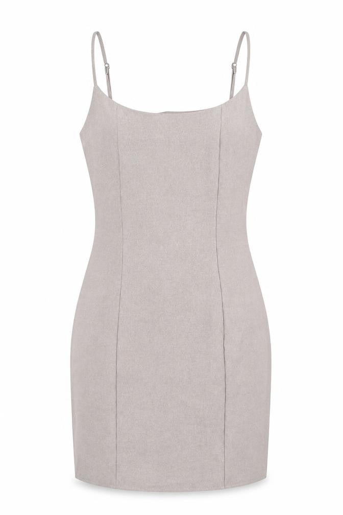 Missguided Womens Beige Polyester Pencil Dress Size 8 Scoop Neck Zip