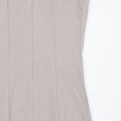 Missguided Womens Beige Polyester Pencil Dress Size 8 Scoop Neck Zip