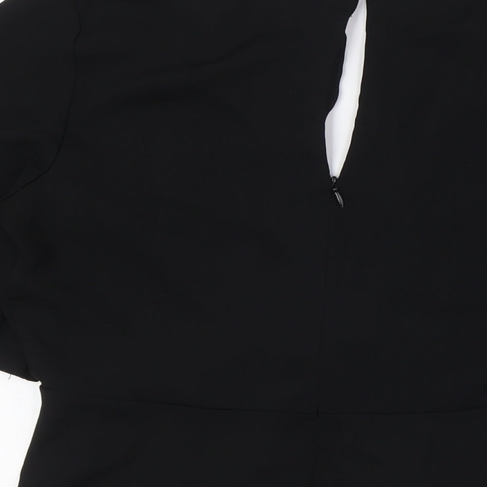 ADLIB Womens Black Polyester Basic Blouse Size 8 V-Neck - Knot Front