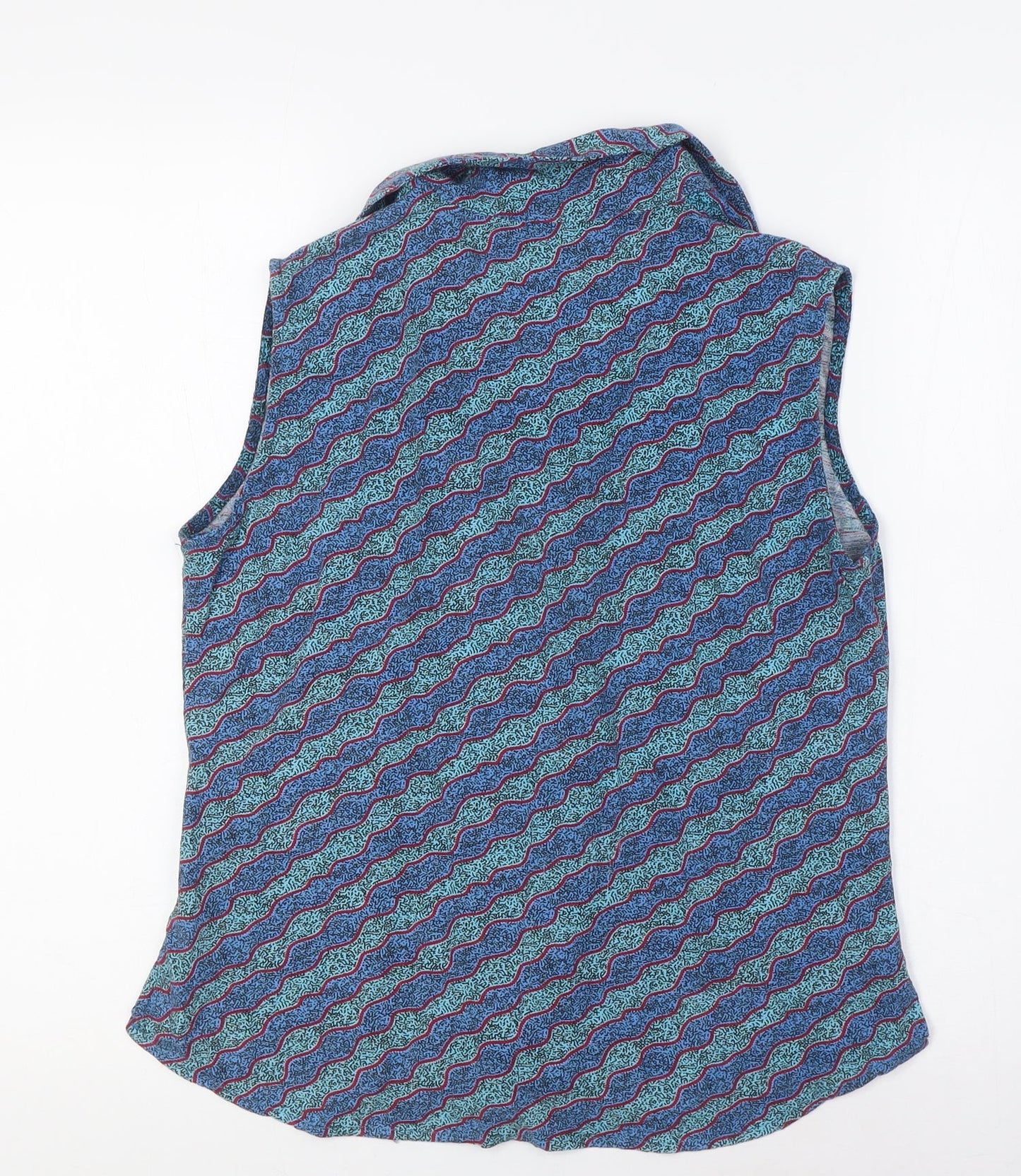 Kingston Grange Womens Blue Bamboo Basic Blouse Size 8 Collared