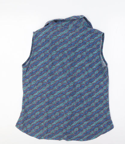 Kingston Grange Womens Blue Bamboo Basic Blouse Size 8 Collared