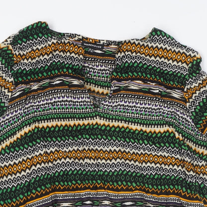 Warehouse` Womens Multicoloured Viscose Shirt Dress Size 14 Mock Neck