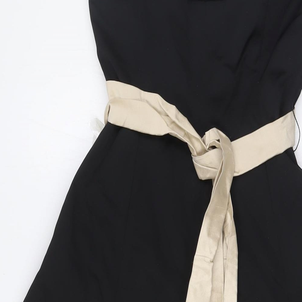 Coast Womens Black Acetate Ball Gown Size 8 Off the Shoulder Zip - Removable Straps