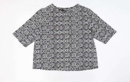 Womens UK Size 10 New Look Black Basic Button-Up