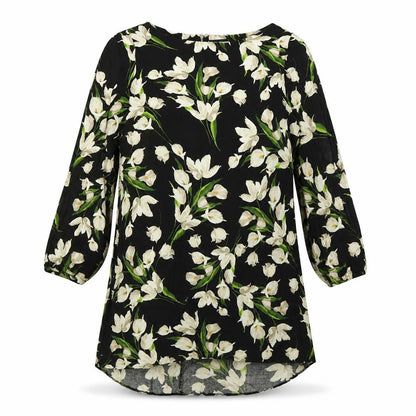 Wallis Womens Black Floral Viscose Shirt Dress Size 14 Boat Neck Zip