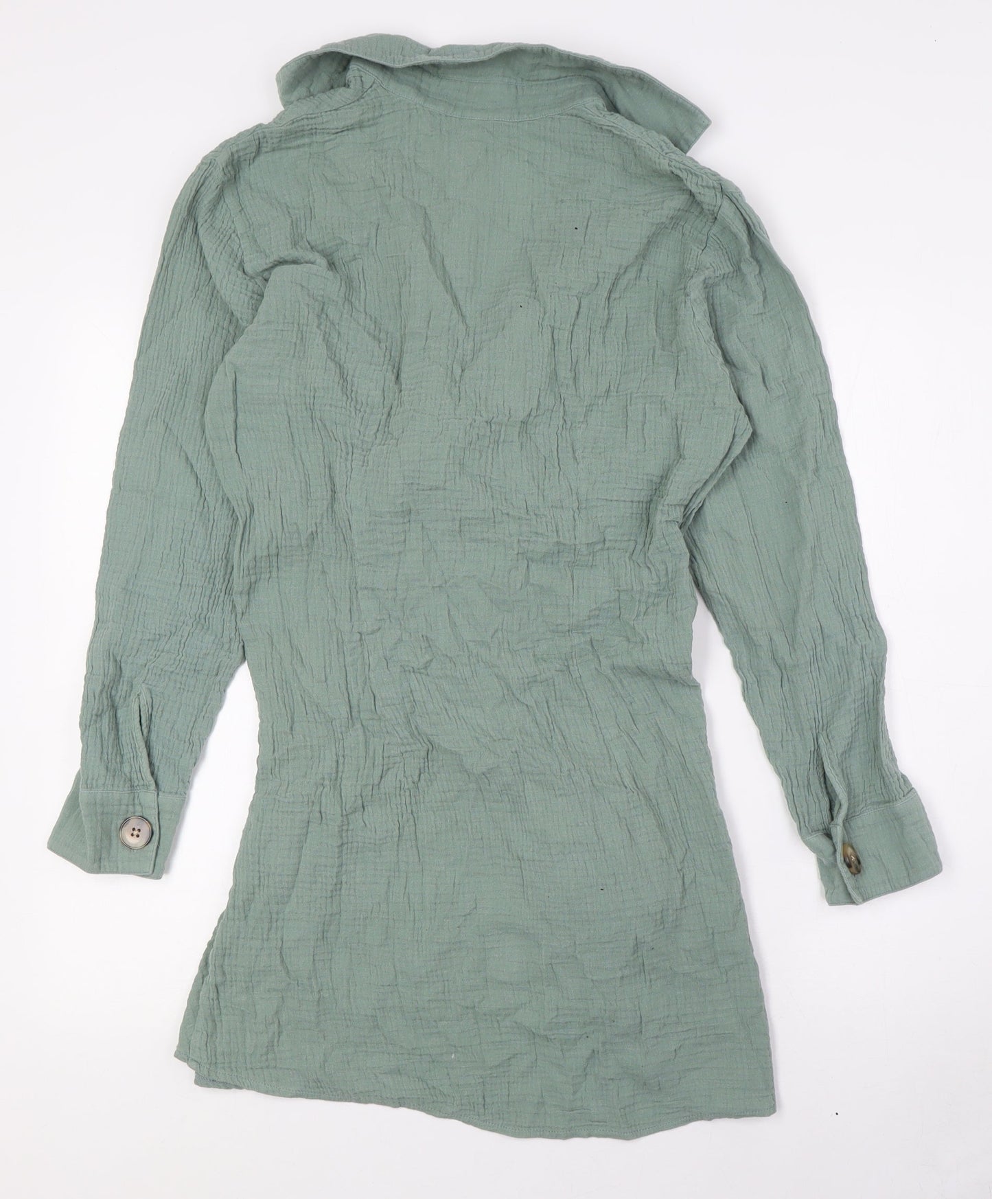 Heaven Womens Green Cotton Wrap Dress Size S V-Neck Tie - Beach Wear