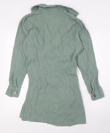 Heaven Womens Green Cotton Wrap Dress Size S V-Neck Tie - Beach Wear