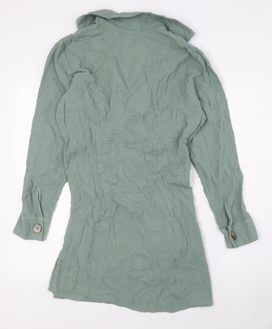 Heaven Womens Green Cotton Wrap Dress Size S V-Neck Tie - Beach Wear