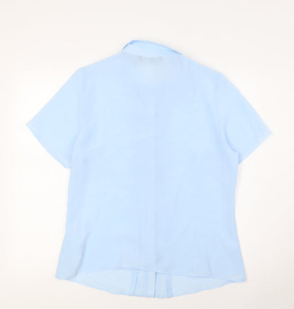 Bonmarché Womens Blue Polyester Basic Button-Up Size 14 Collared