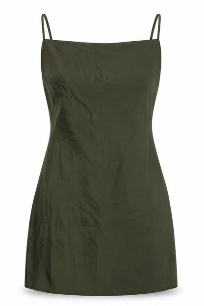 Stradivarius Womens Green Polyester A-Line Size M Square Neck