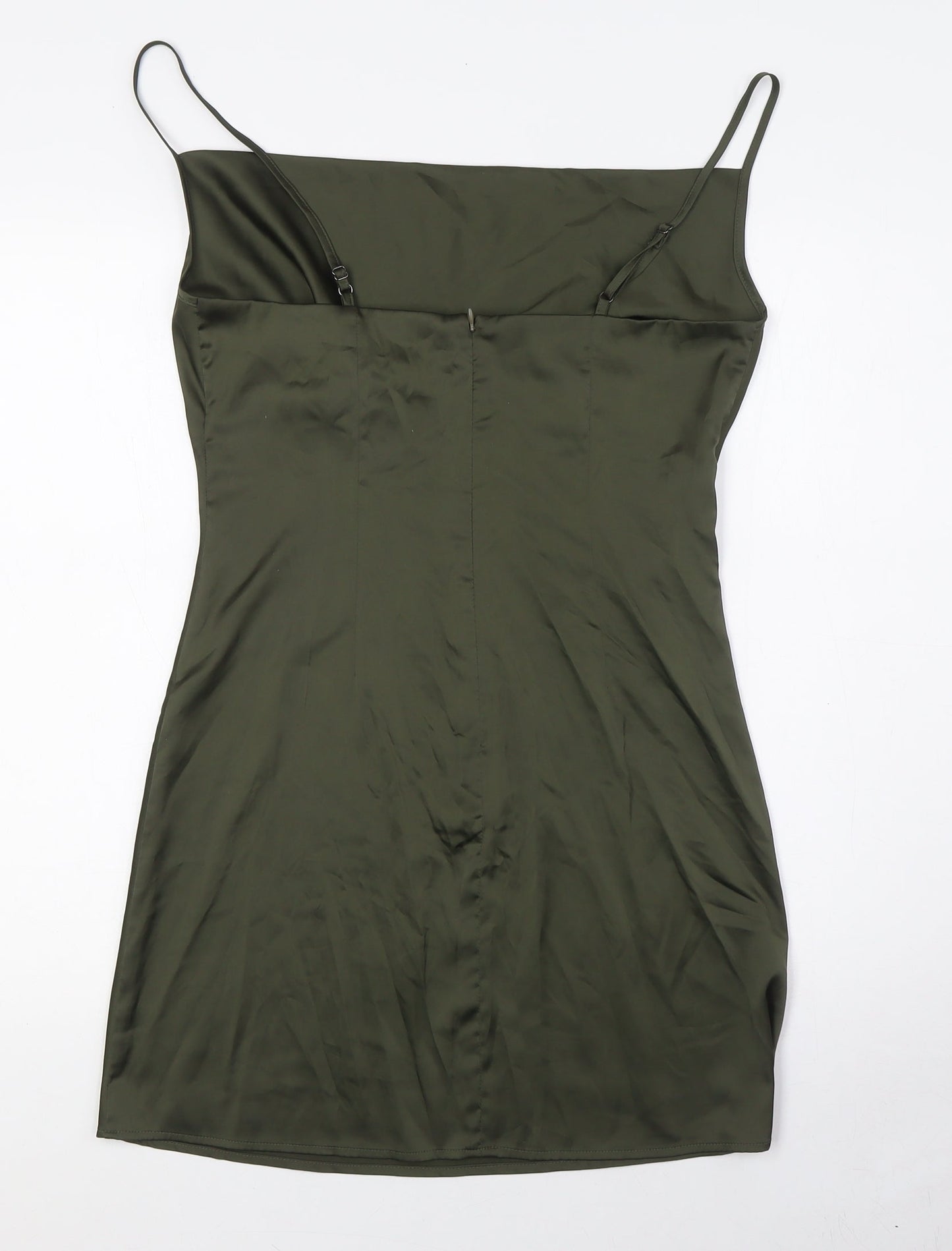 Stradivarius Womens Green Polyester A-Line Size M Square Neck