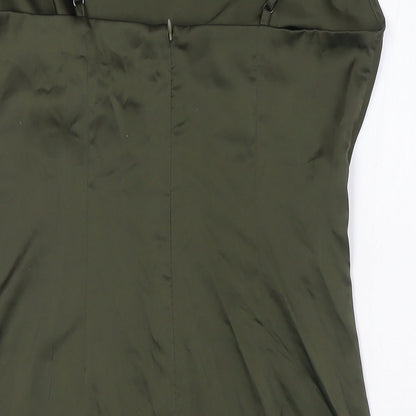 Stradivarius Womens Green Polyester A-Line Size M Square Neck