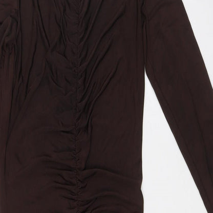 PRETTYLITTLETHING Womens Brown Polyester Bodycon Size 10 V-Neck