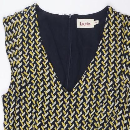 Louche Womens Multicoloured Viscose A-Line Size 10 V-Neck Zip - Pockets