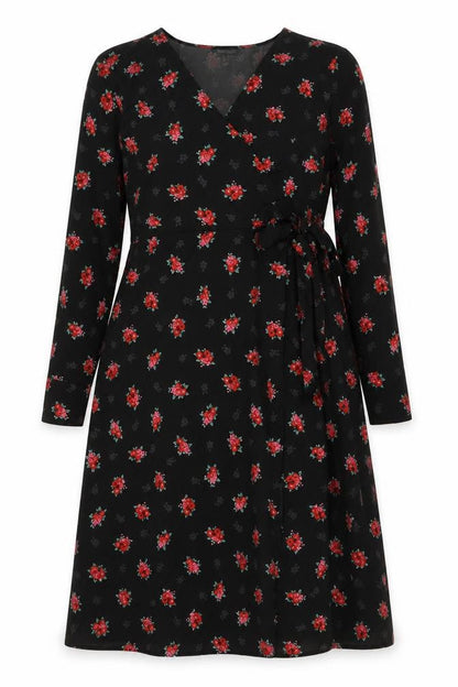 New Look Womens Multicoloured Floral Polyester A-Line Size 18 V-Neck - Wrap Top