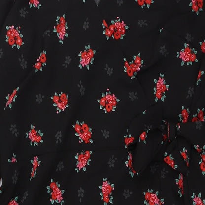 New Look Womens Multicoloured Floral Polyester A-Line Size 18 V-Neck - Wrap Top