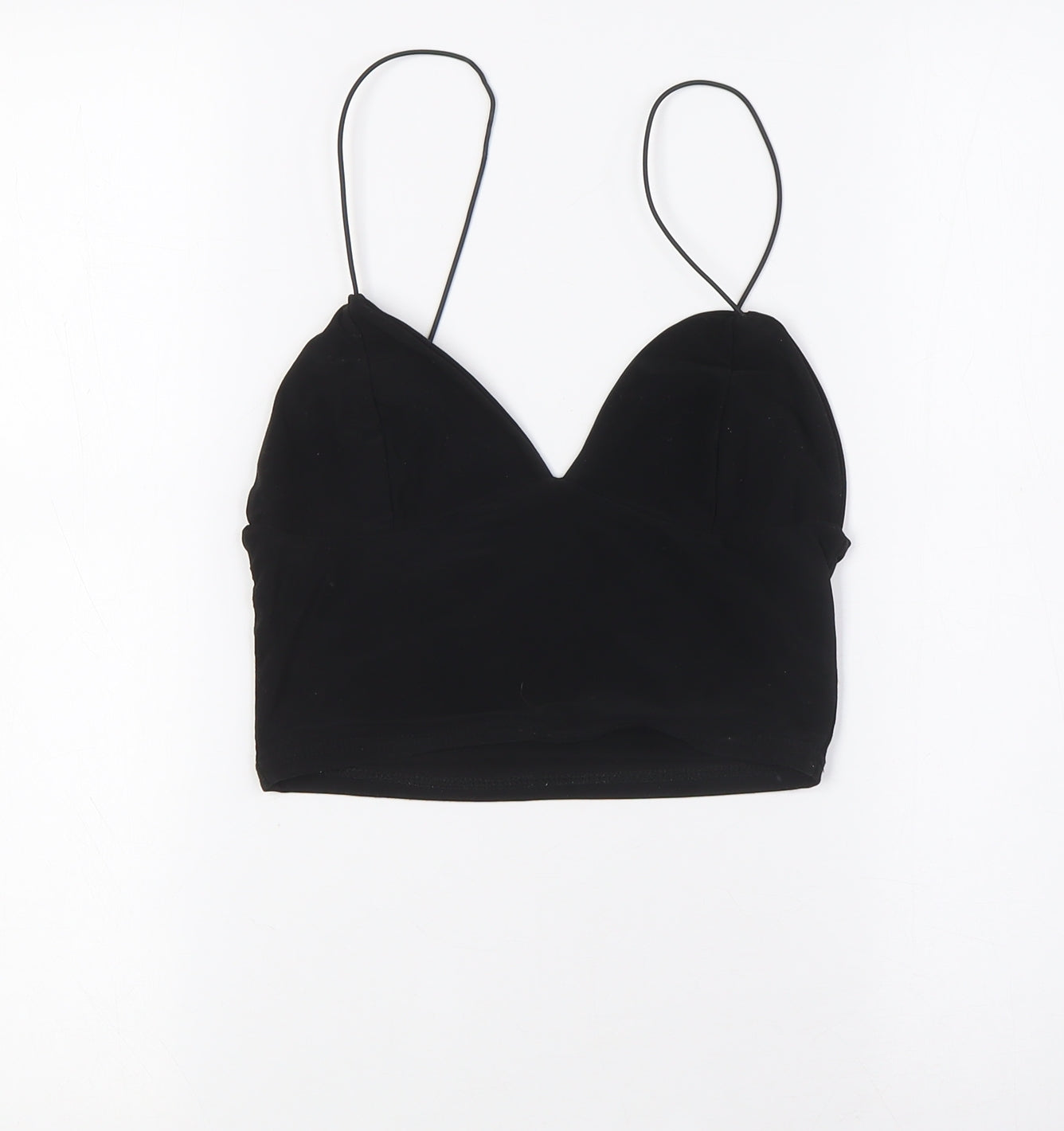 Womens UK Size 8 PRETTYLITTLETHING Black Cropped Blouse