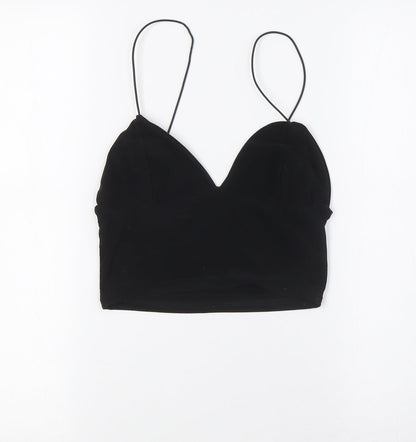 Womens UK Size 8 PRETTYLITTLETHING Black Cropped Blouse
